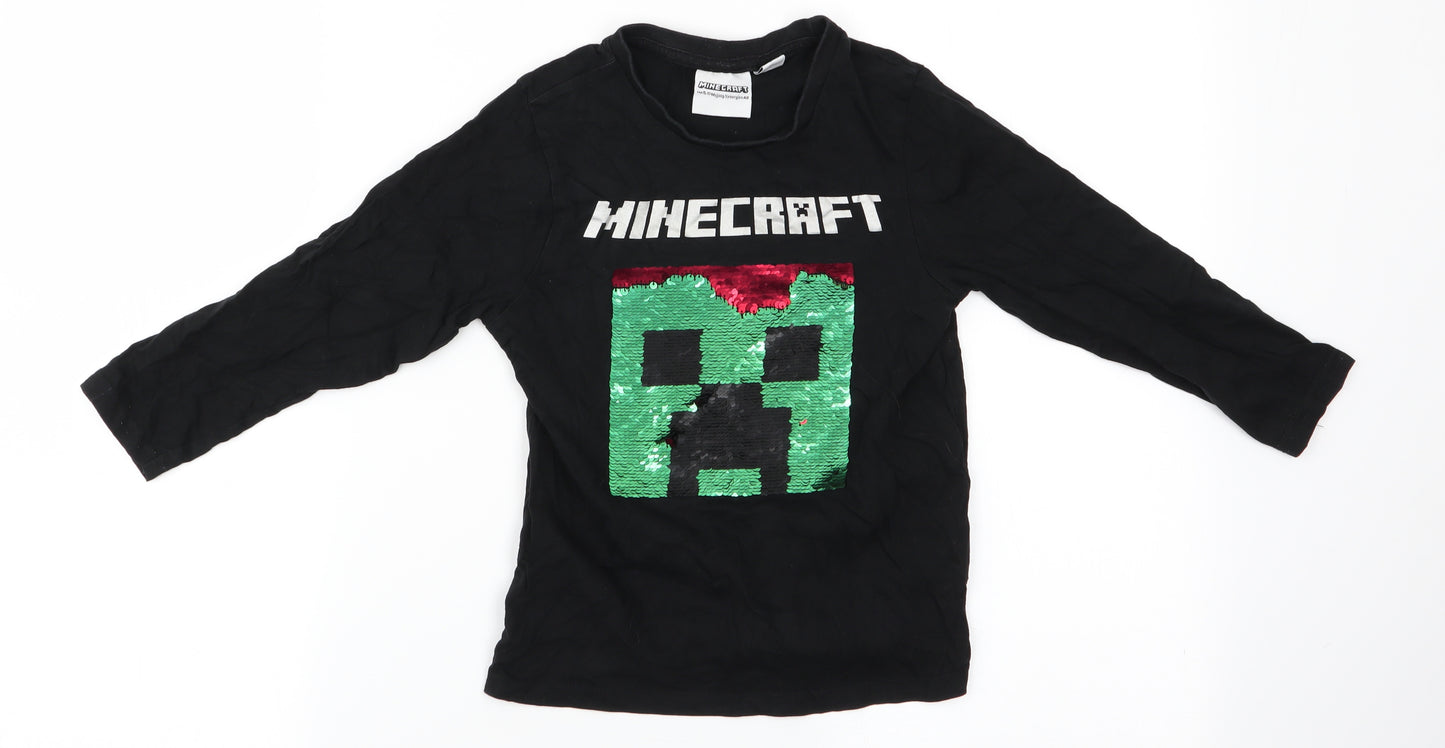 Minecraft Boys Black   Basic T-Shirt Size 7-8 Years  - Minecraft