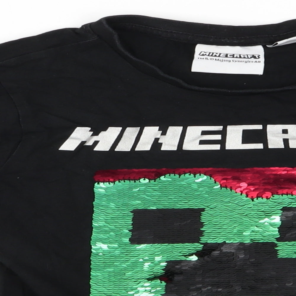 Minecraft Boys Black   Basic T-Shirt Size 7-8 Years  - Minecraft