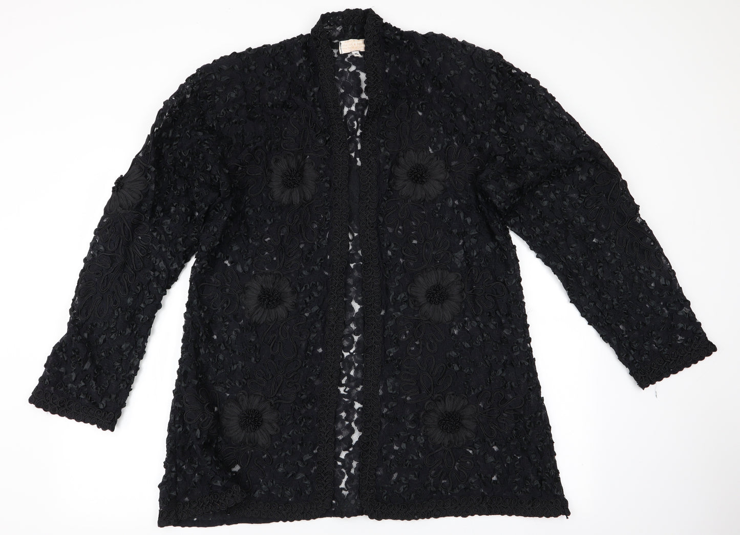 The Silk & Saphires Womens Black Floral  Jacket  Size XL  - Heavy Lace Jacket