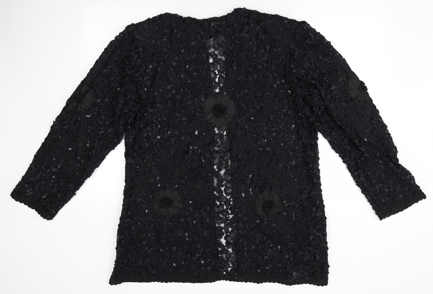 The Silk & Saphires Womens Black Floral  Jacket  Size XL  - Heavy Lace Jacket