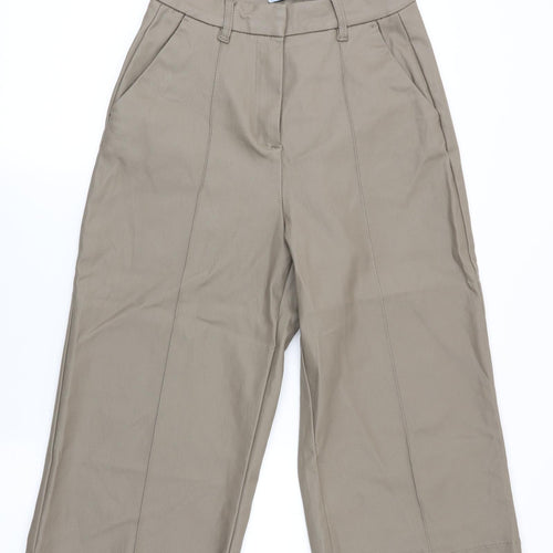 NEXT Womens Green   Cropped Trousers Size 10  - Matt Leather Effect finish - Wide Legged