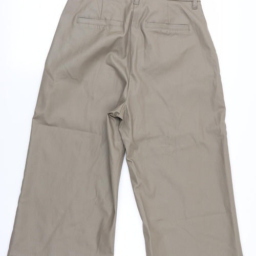 NEXT Womens Green   Cropped Trousers Size 10  - Matt Leather Effect finish - Wide Legged