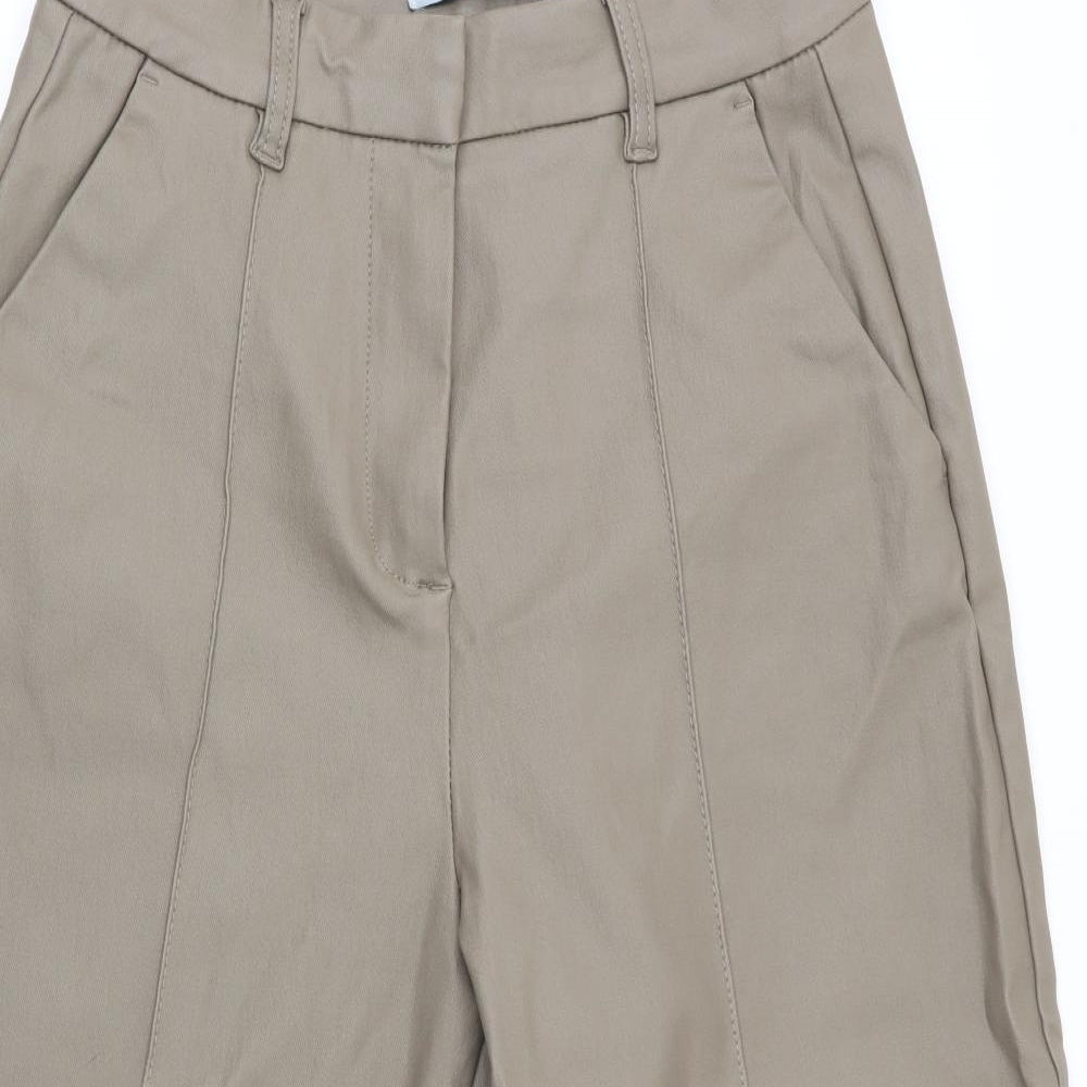 NEXT Womens Green   Cropped Trousers Size 10  - Matt Leather Effect finish - Wide Legged