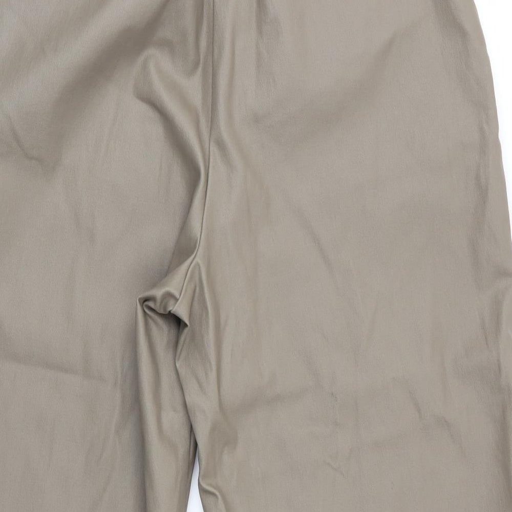 NEXT Womens Green   Cropped Trousers Size 10  - Matt Leather Effect finish - Wide Legged