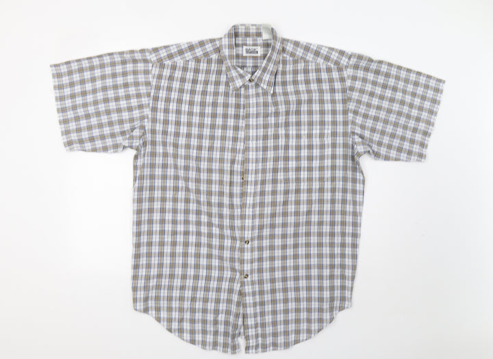 Basic Editions Mens Beige Check   Button-Up Size L