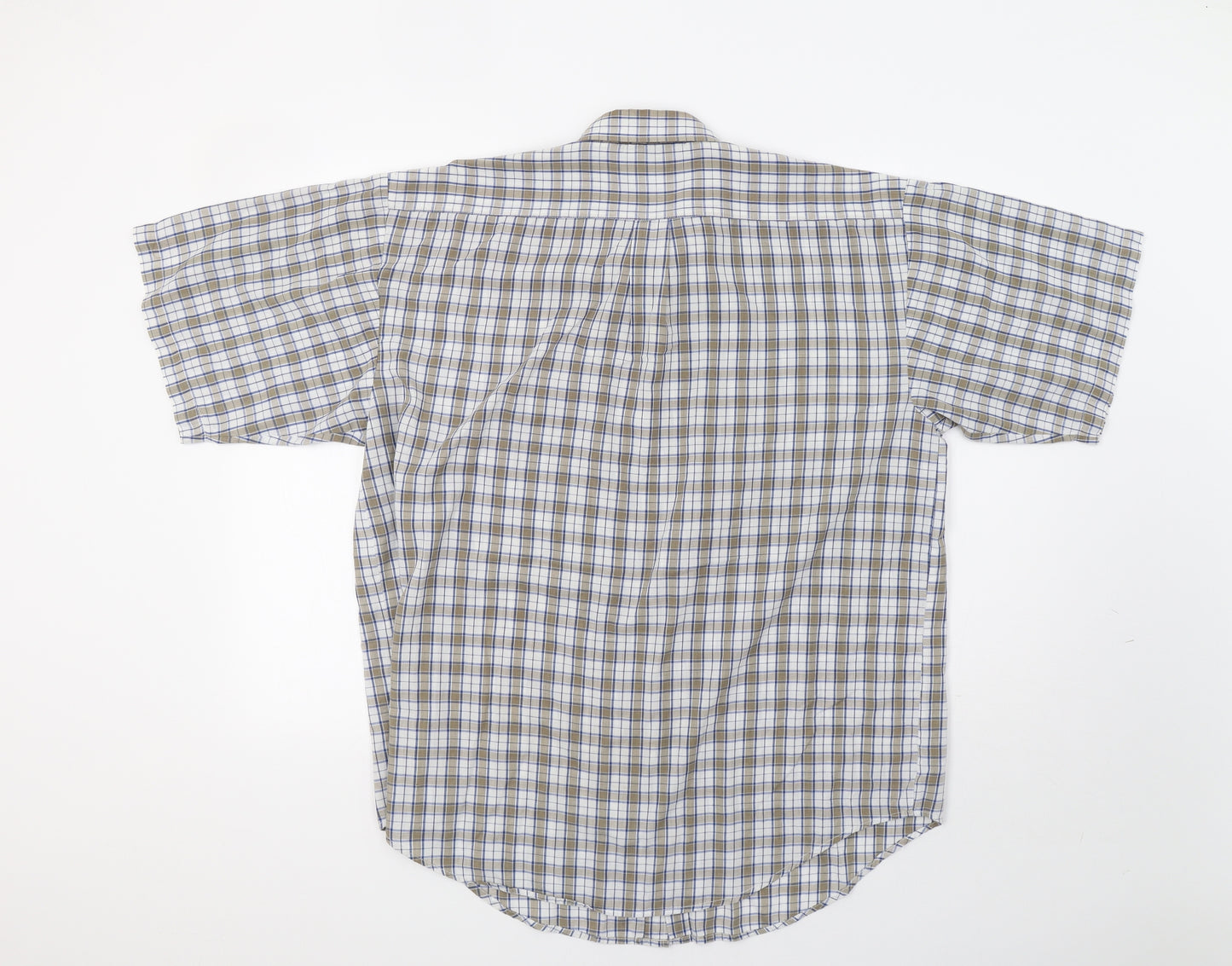 Basic Editions Mens Beige Check   Button-Up Size L