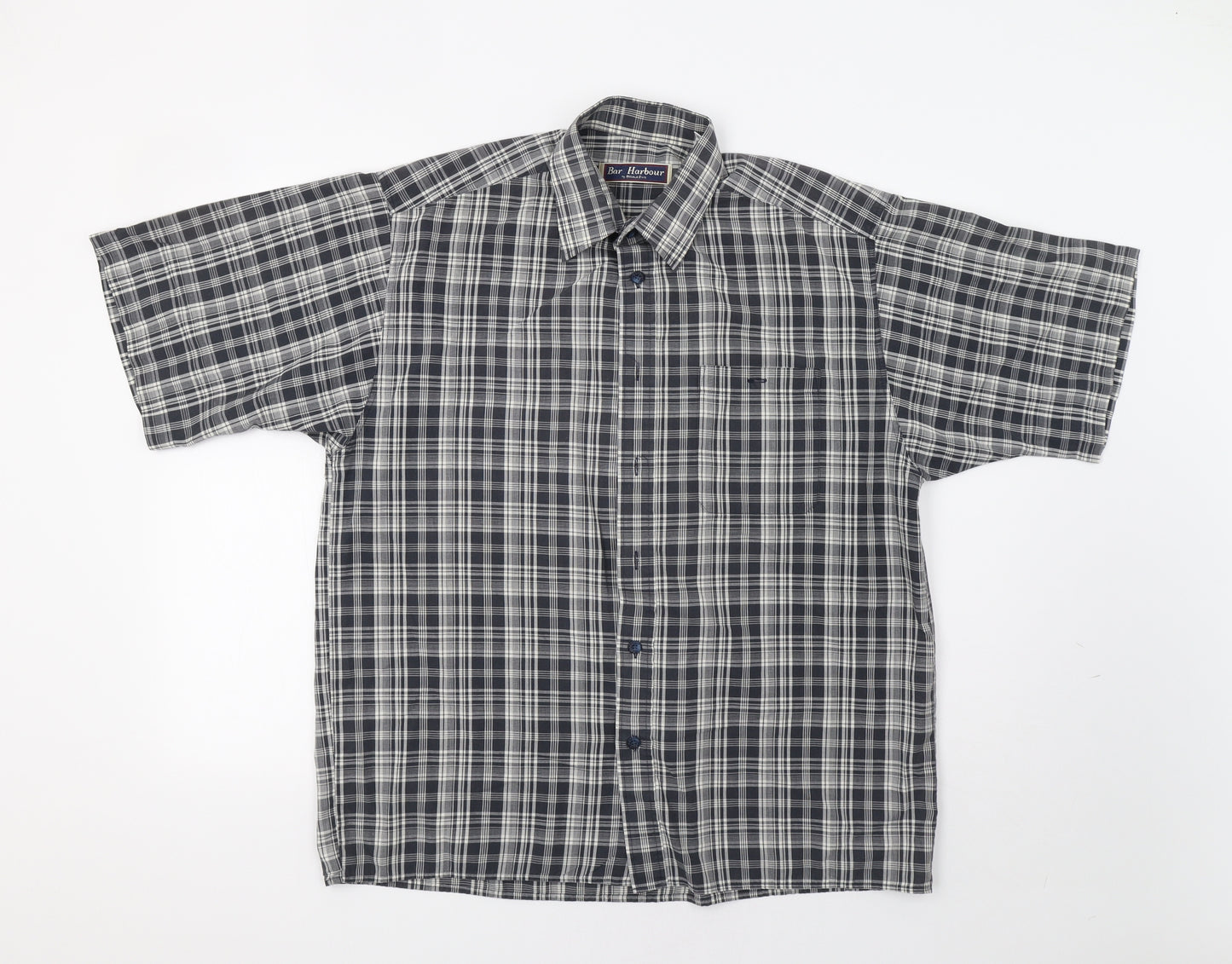 Bar Harbour Mens Grey Check   Button-Up Size L