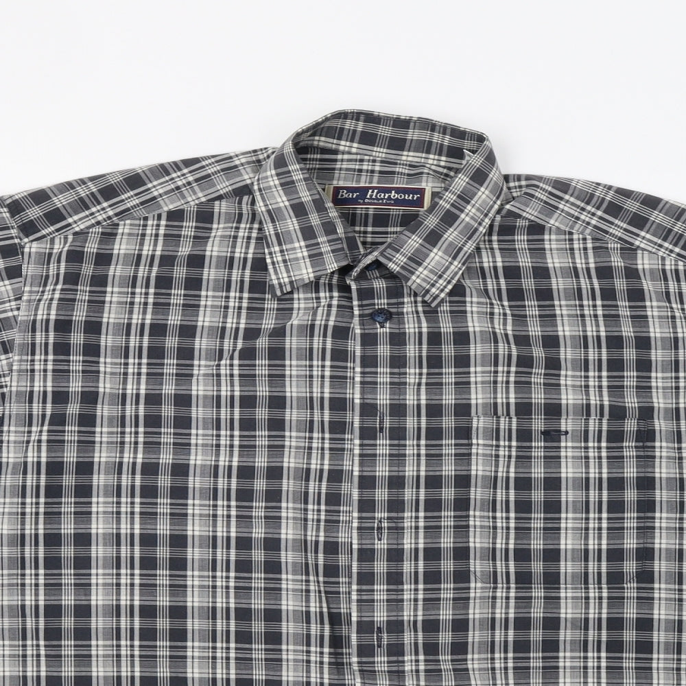 Bar Harbour Mens Grey Check   Button-Up Size L
