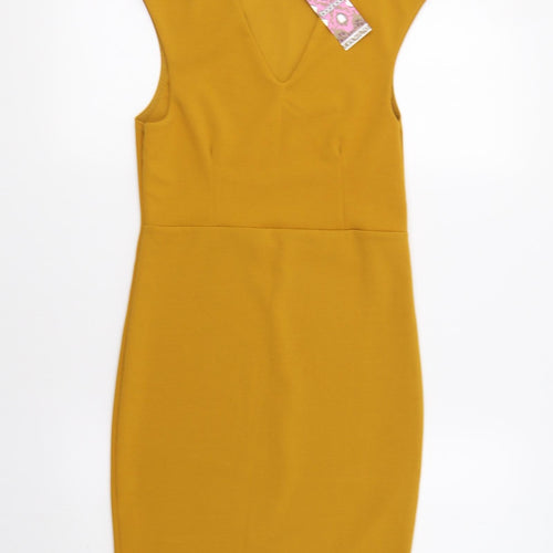 Boohoo Womens Yellow   Bodycon  Size 10