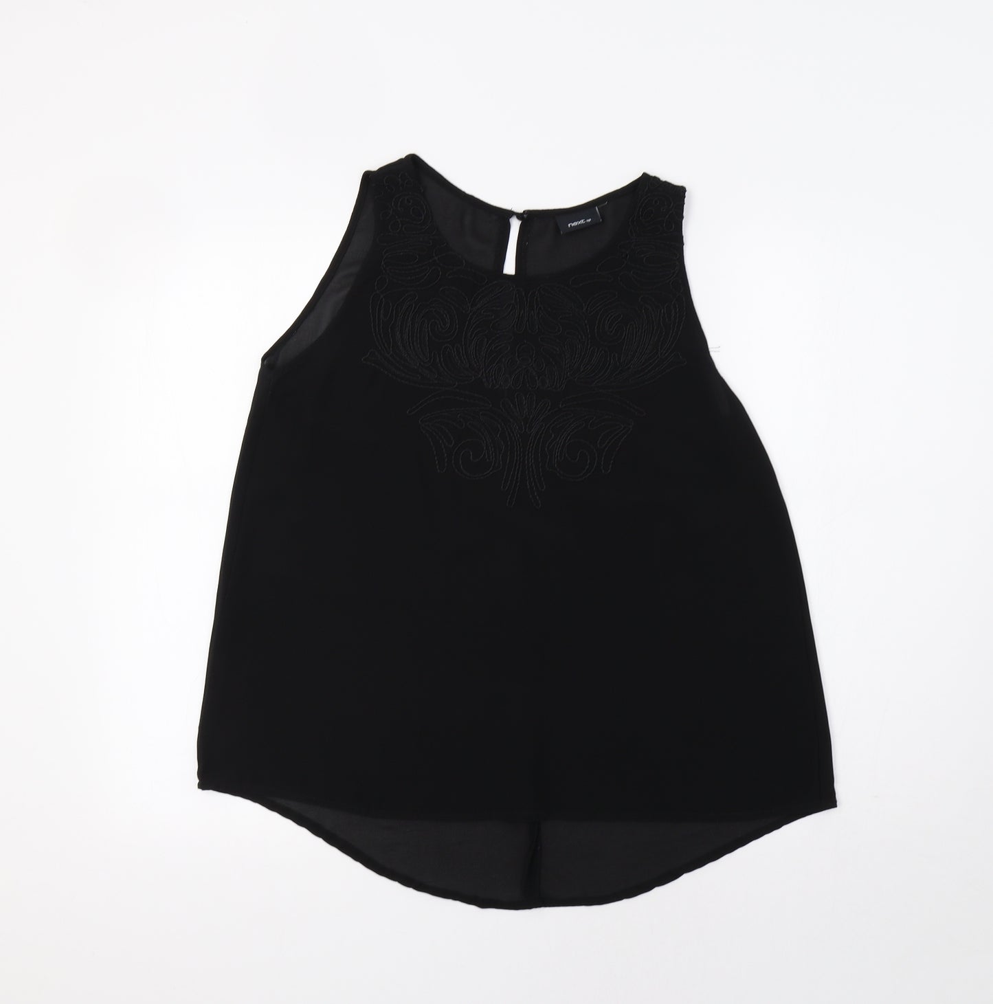 NEXT Womens Black   Basic Blouse Size 16  - Embroidered Detail