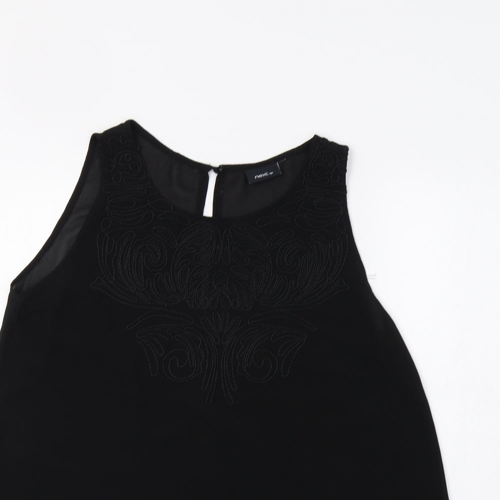 NEXT Womens Black   Basic Blouse Size 16  - Embroidered Detail