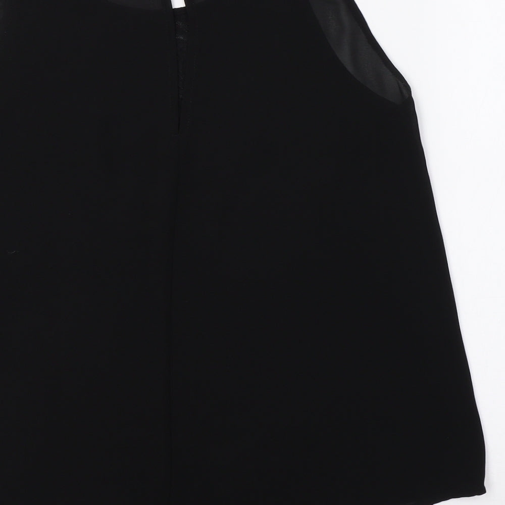 NEXT Womens Black   Basic Blouse Size 16  - Embroidered Detail