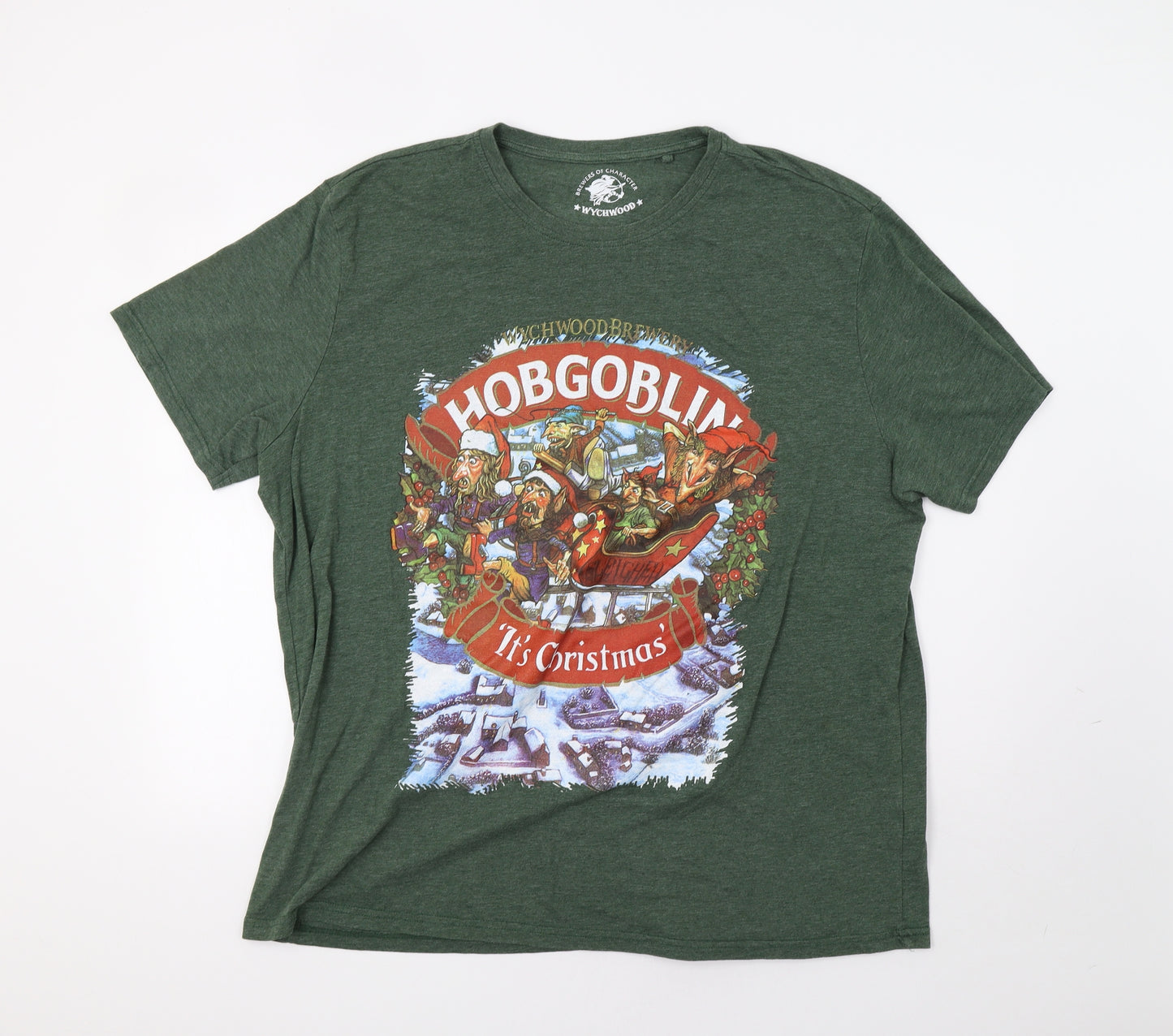 Wychwood Mens Green    T-Shirt Size XL  - Christmas T-Shirt