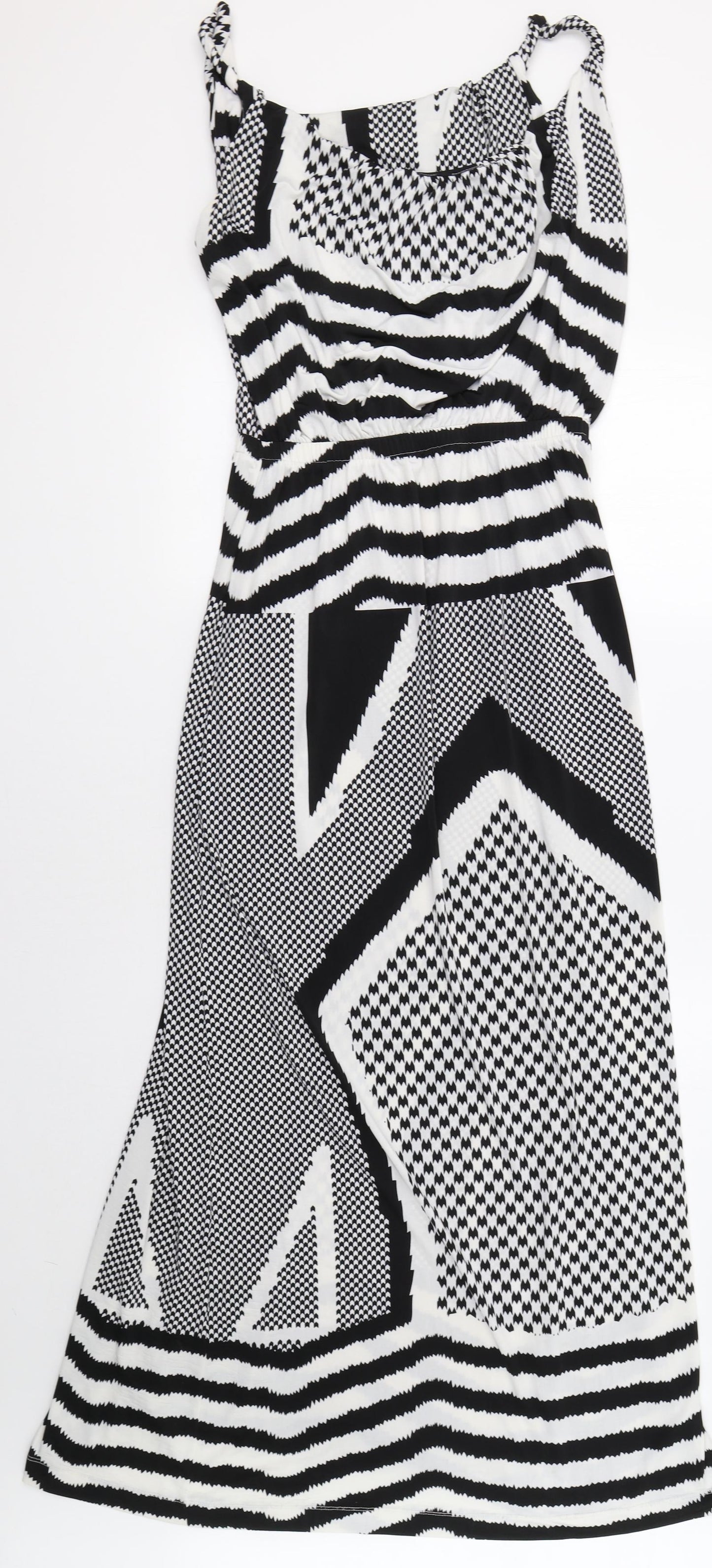 Folia Womens Black Geometric  Maxi  Size 12