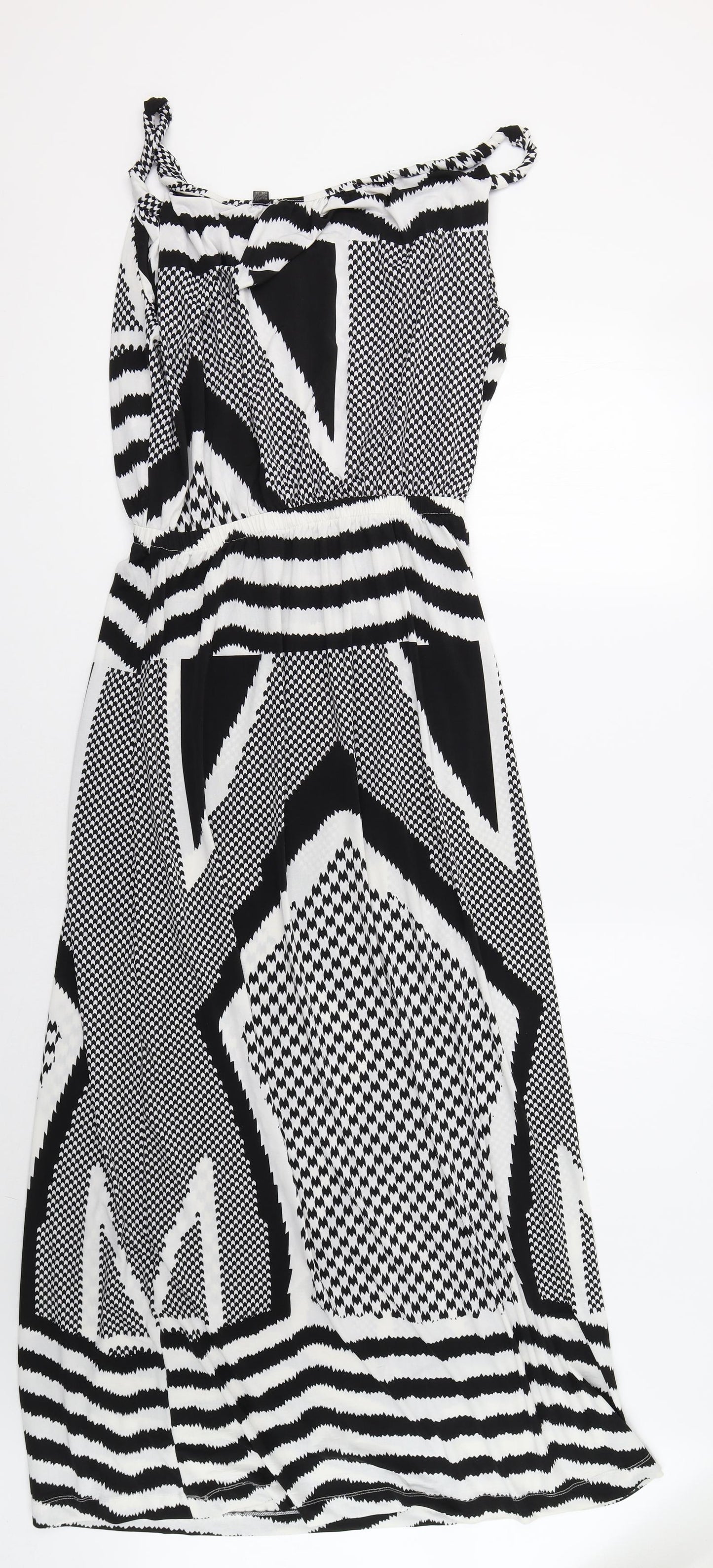 Folia Womens Black Geometric  Maxi  Size 12