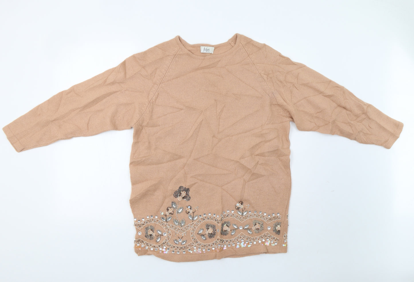 Kavri Womens Beige   Pullover Jumper Size L  - Embellished