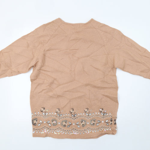 Kavri Womens Beige   Pullover Jumper Size L  - Embellished