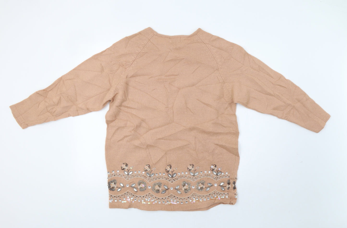 Kavri Womens Beige   Pullover Jumper Size L  - Embellished