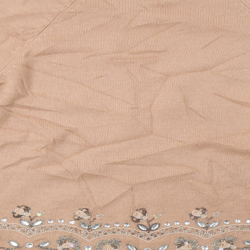 Kavri Womens Beige   Pullover Jumper Size L  - Embellished