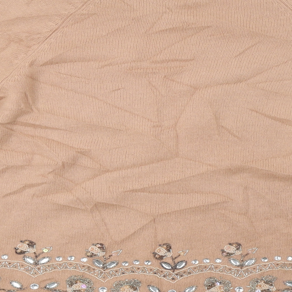 Kavri Womens Beige   Pullover Jumper Size L  - Embellished