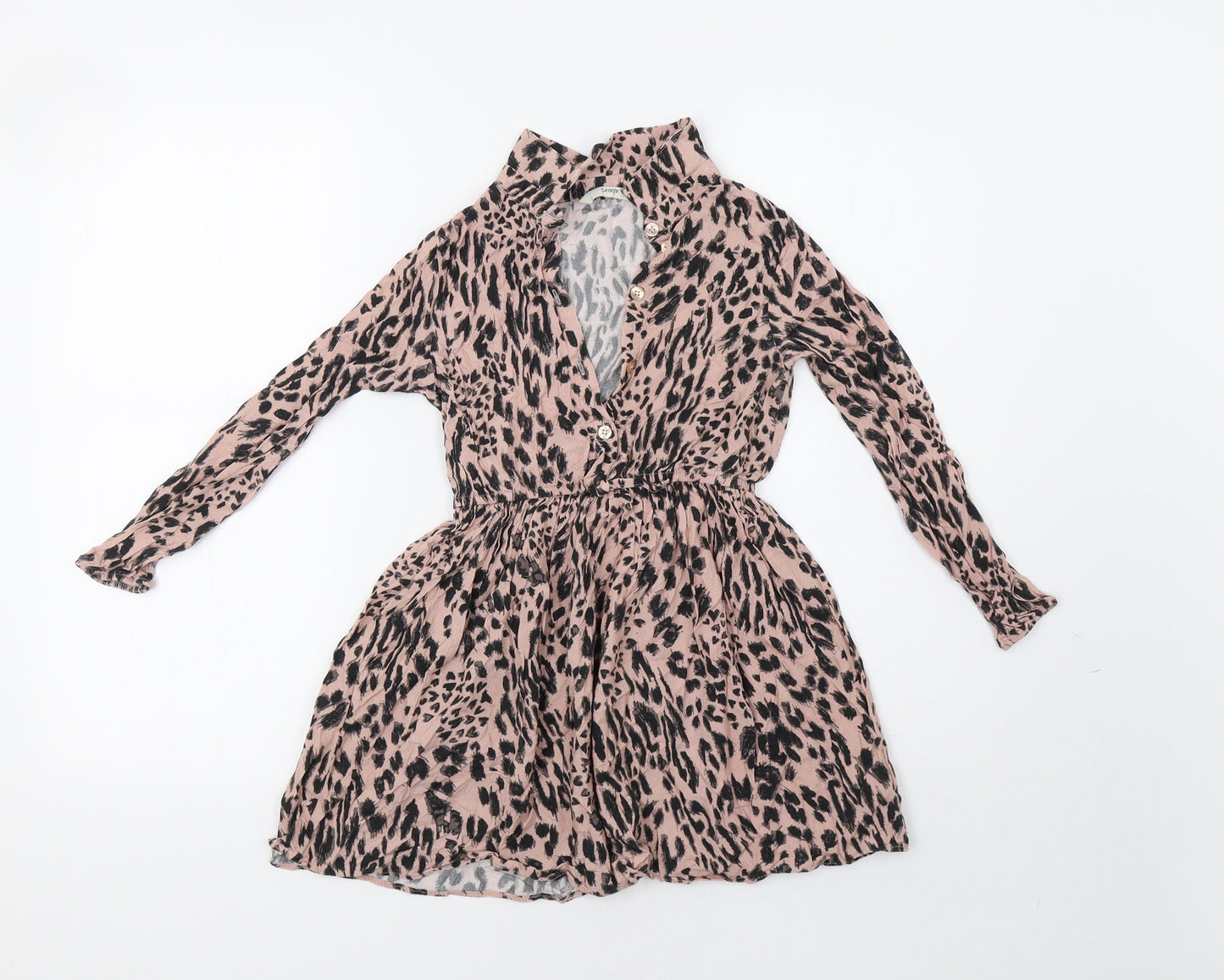 George Girls Pink Animal Print  Shirt Dress  Size 8-9 Years