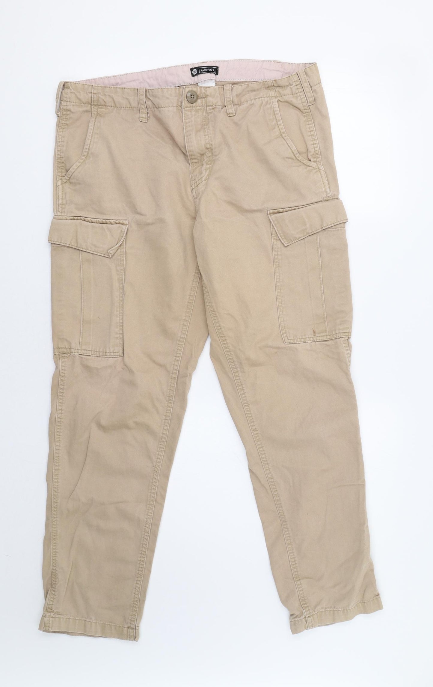 Avenue Mens Beige   Cargo Trousers Size 34 L31 in
