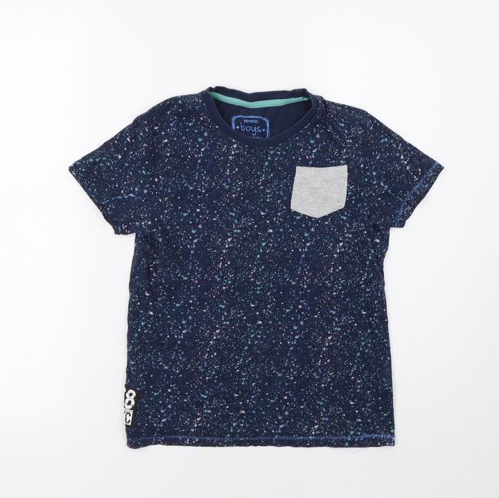 Pep&Co Boys Blue Geometric  Basic T-Shirt Size 10-11 Years