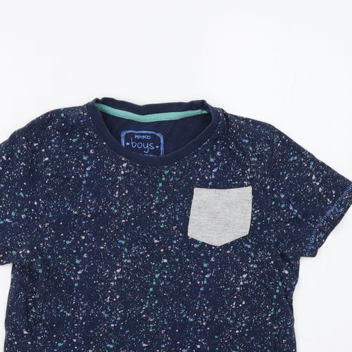 Pep&Co Boys Blue Geometric  Basic T-Shirt Size 10-11 Years