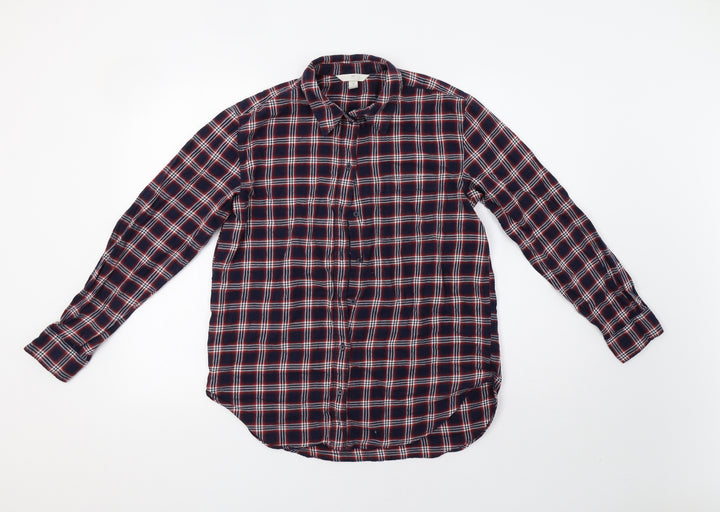 H&M Womens Red Check Basic Button-Up Size 8