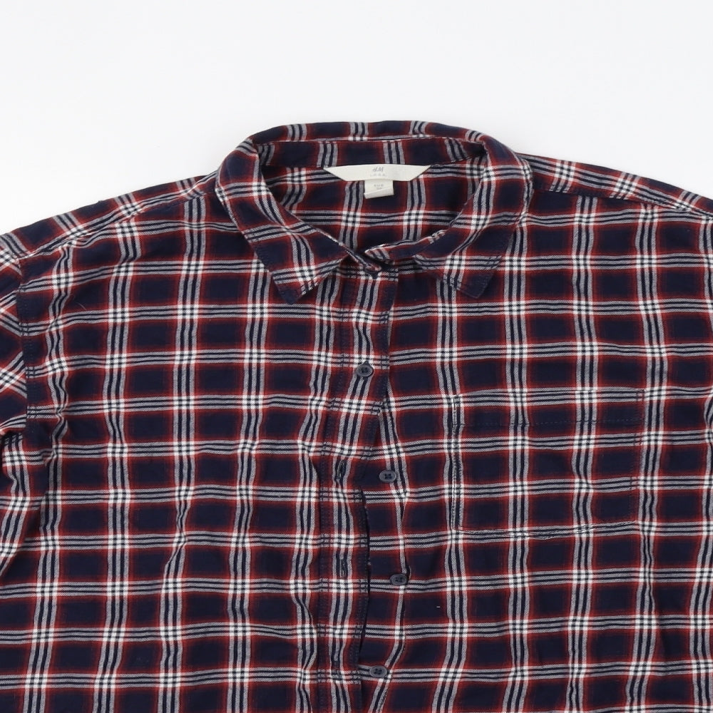 H&M Womens Red Check  Basic Button-Up Size 8