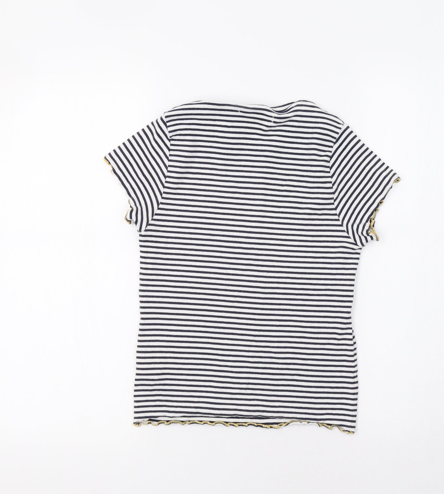 M&S Girls White Striped  Basic T-Shirt Size 11-12 Years