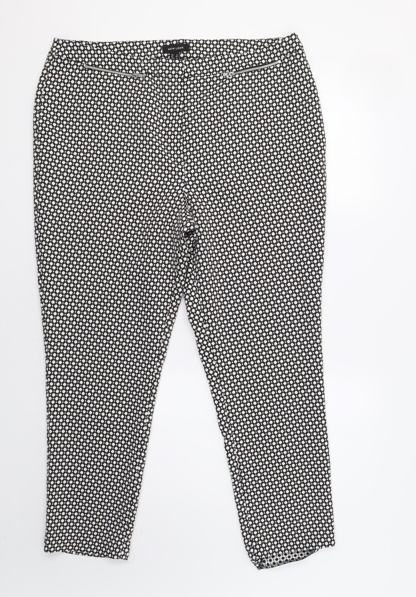 New Look Womens Black Geometric  Trousers  Size 18 L28 in