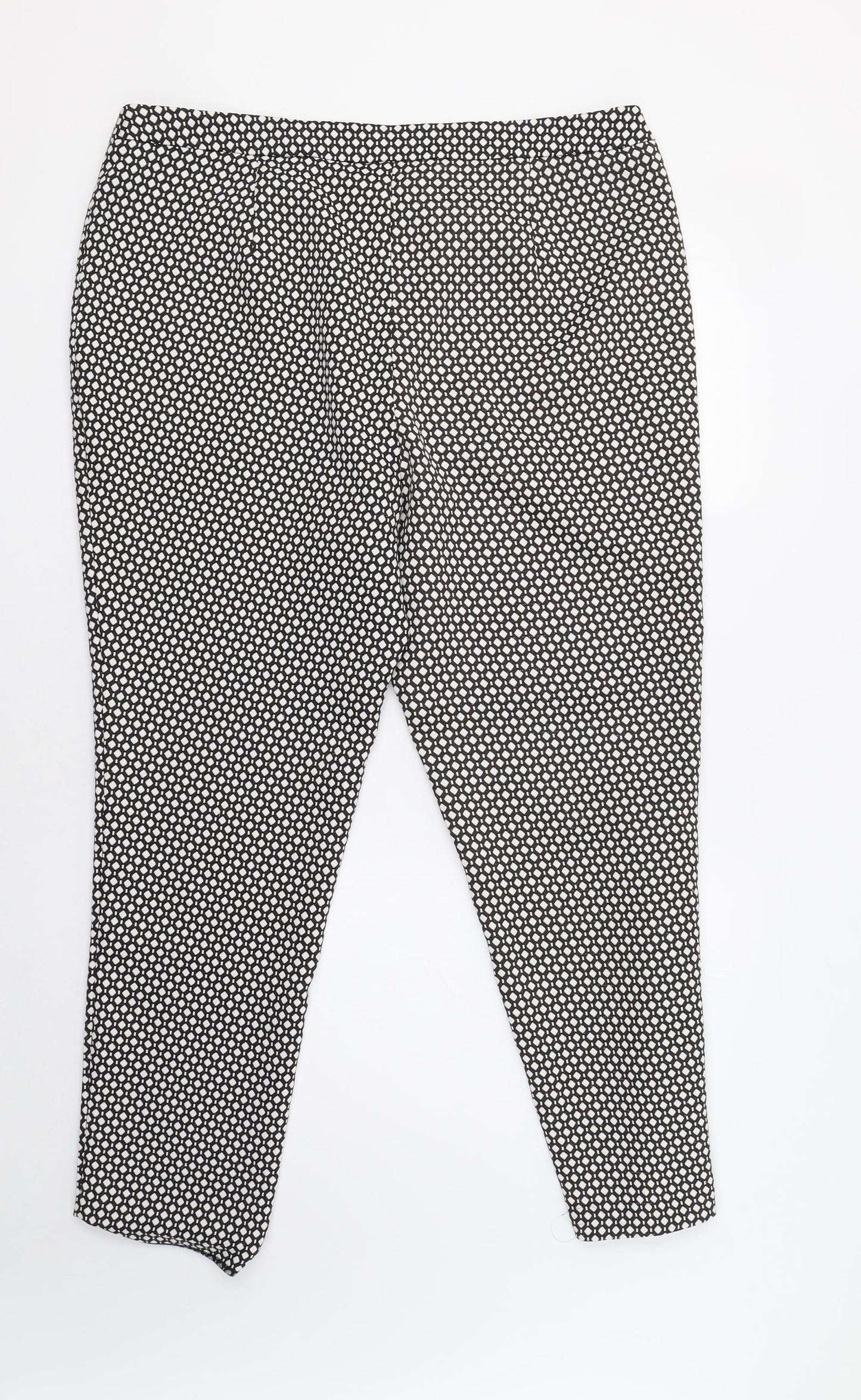 New Look Womens Black Geometric  Trousers  Size 18 L28 in