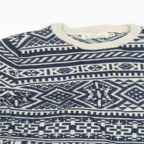 H&M Mens Multicoloured Fair Isle  Pullover Sweatshirt