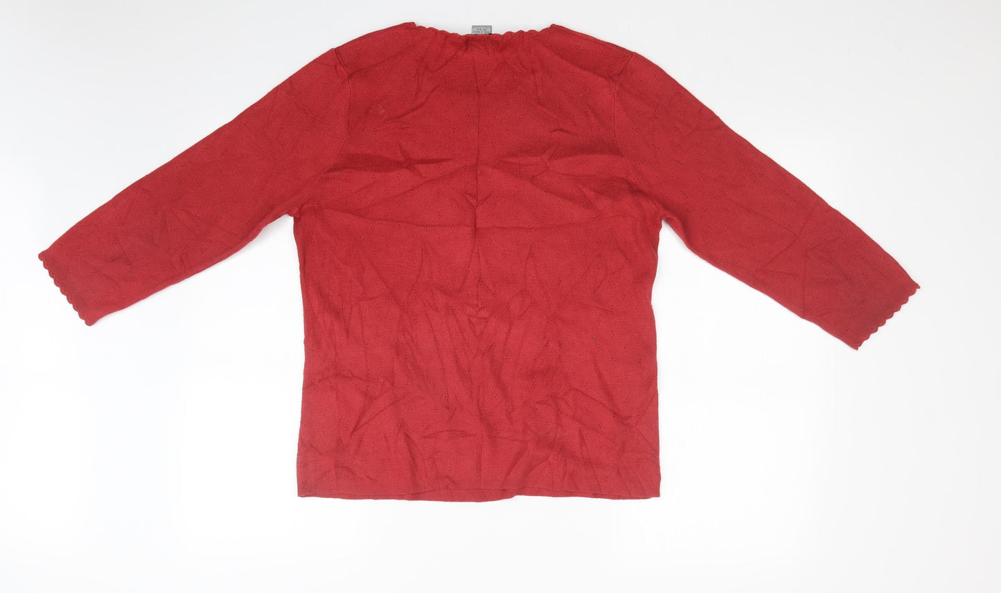 STYLE &CO Womens Red Argyle/Diamond  Basic T-Shirt Size L