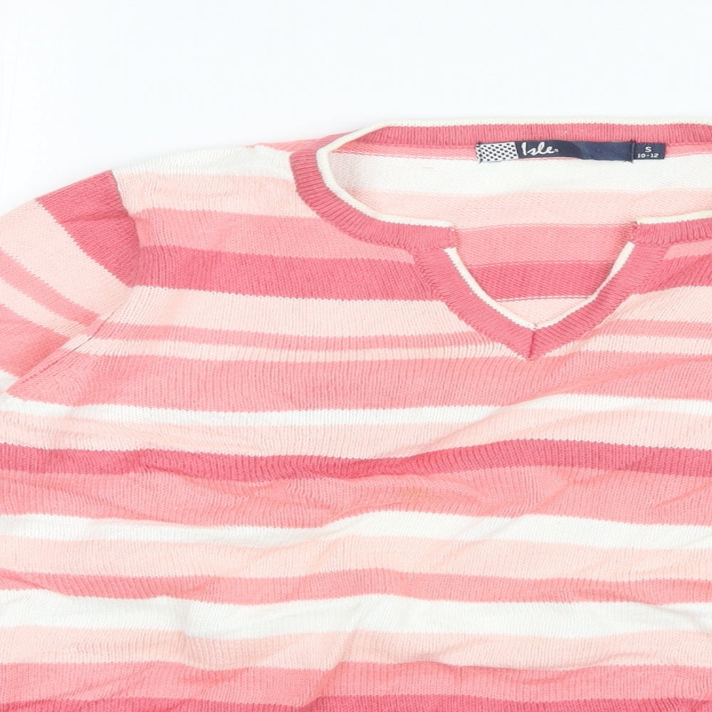 ISLE Womens Pink Striped  Pullover Sweatshirt Size S