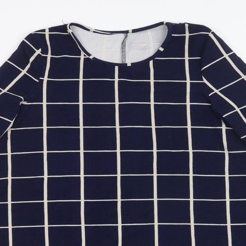 Preworn Womens Blue Geometric  A-Line
