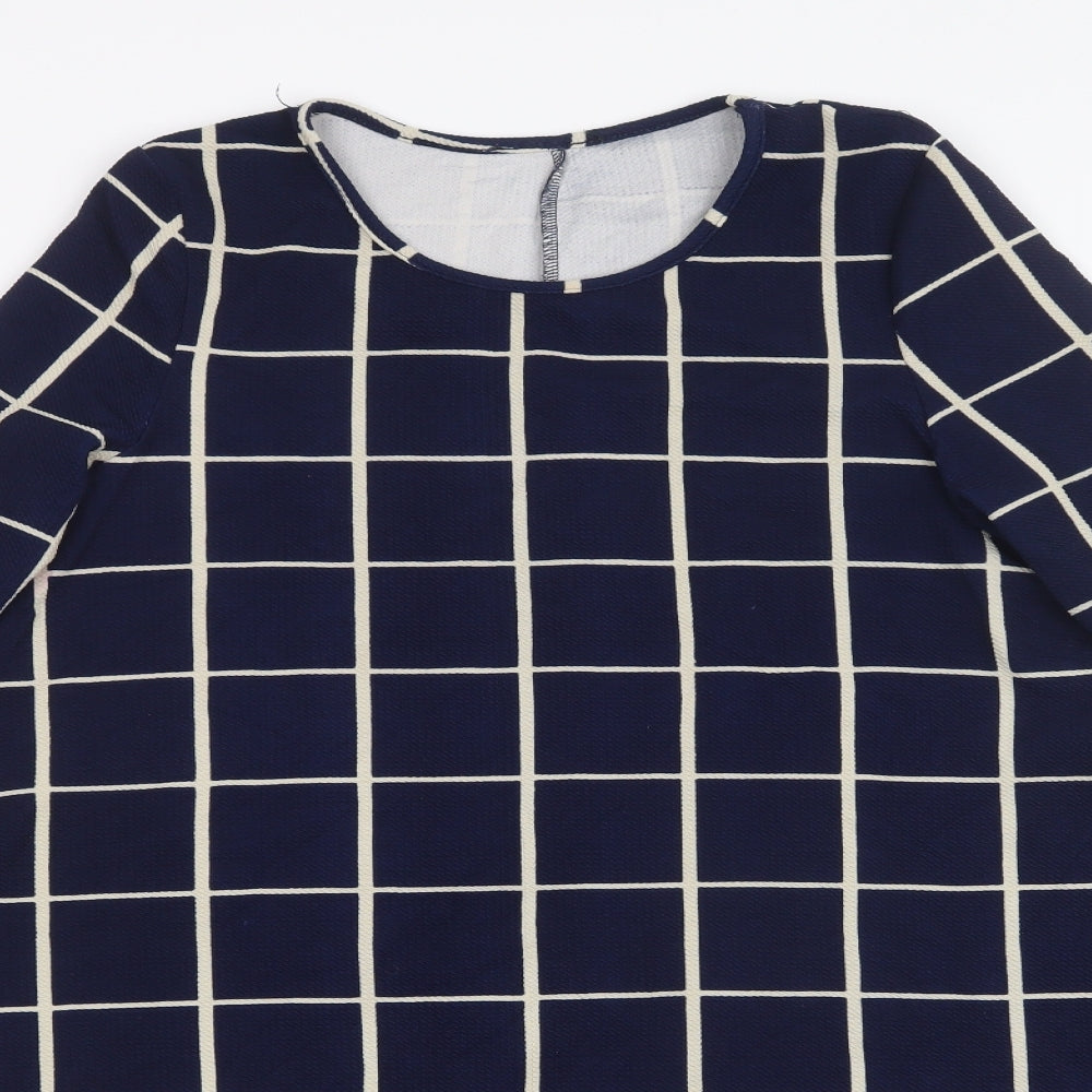 Preworn Womens Blue Geometric  A-Line