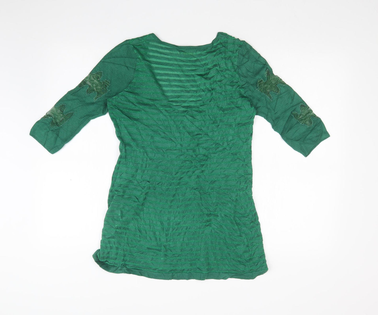 LUOLAN Womens Green Striped  Cardigan Jumper Size 18