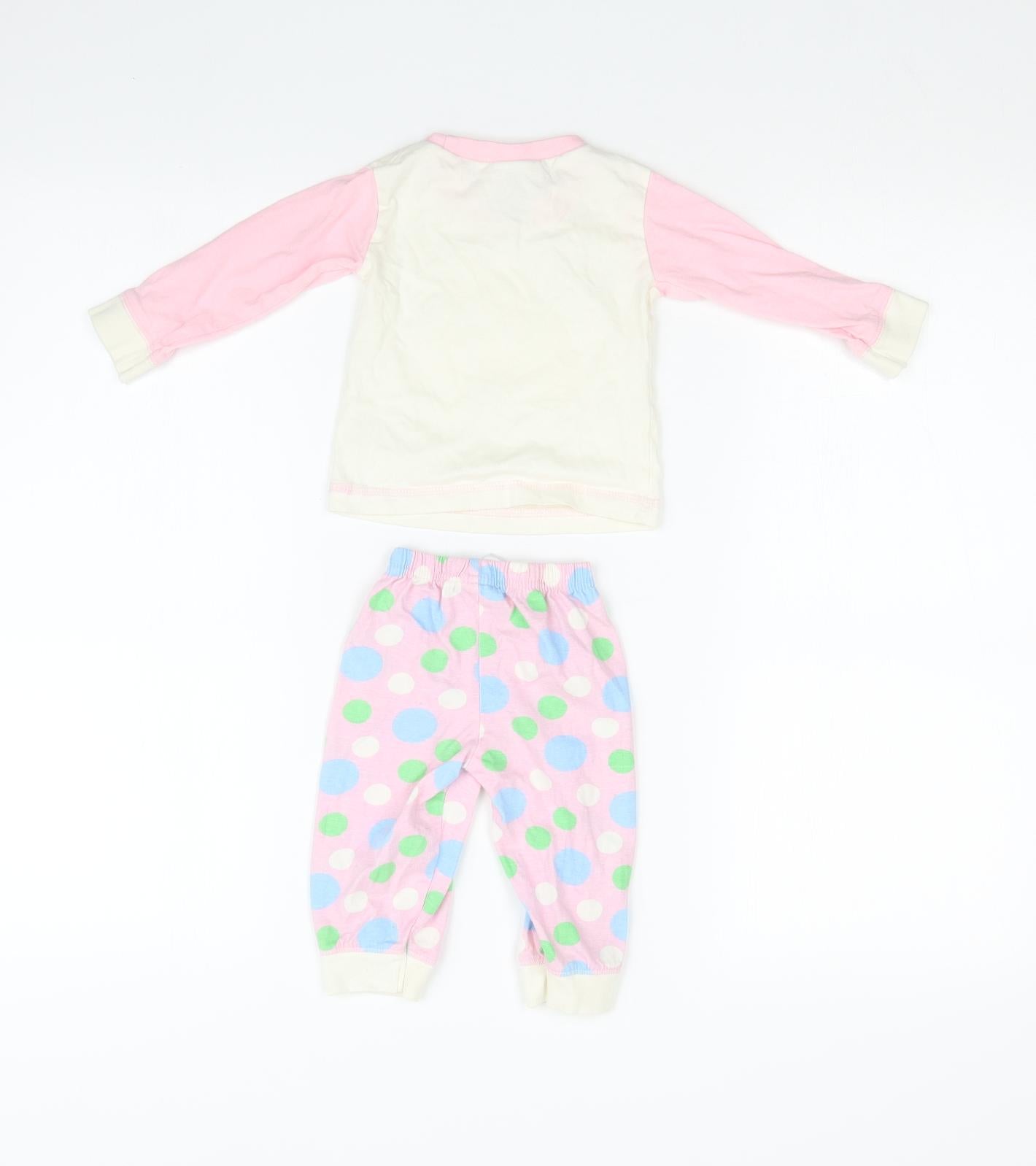 Disney Baby Girls Pink Polka Dot   Pyjama Set Size 6-9 Months