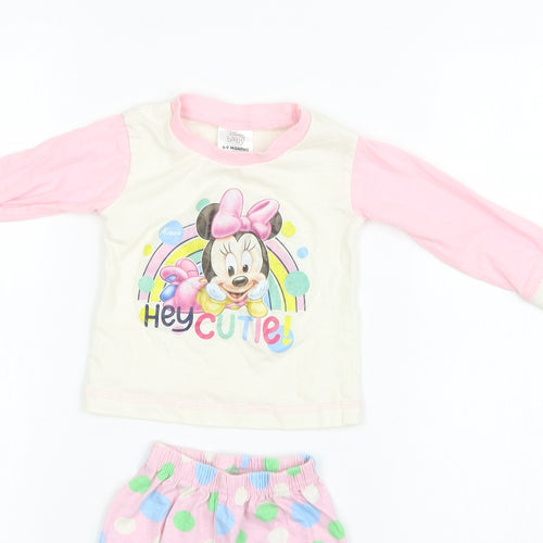 Disney Baby Girls Pink Polka Dot   Pyjama Set Size 6-9 Months