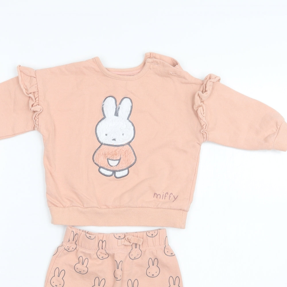 George Girls Pink Geometric   Pyjama Set Size 6-9 Months