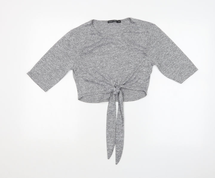 I SAW IT FIRST Womens Grey Basic T-Shirt Size S