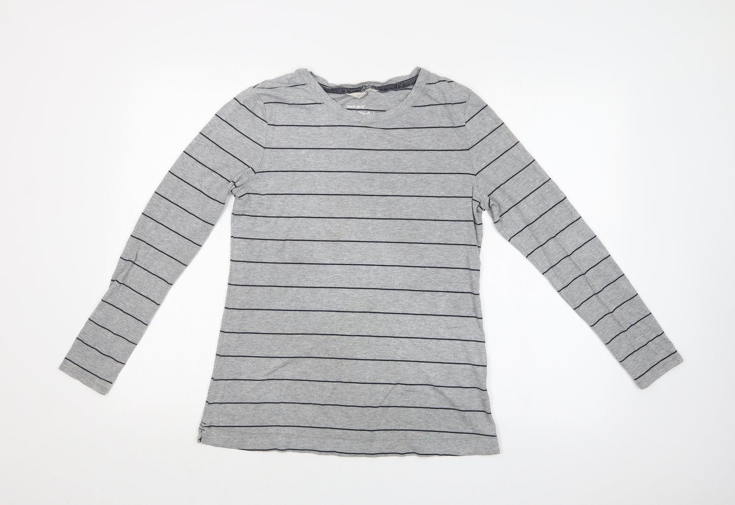 White Stuff Womens Grey Striped  Basic T-Shirt Size 12