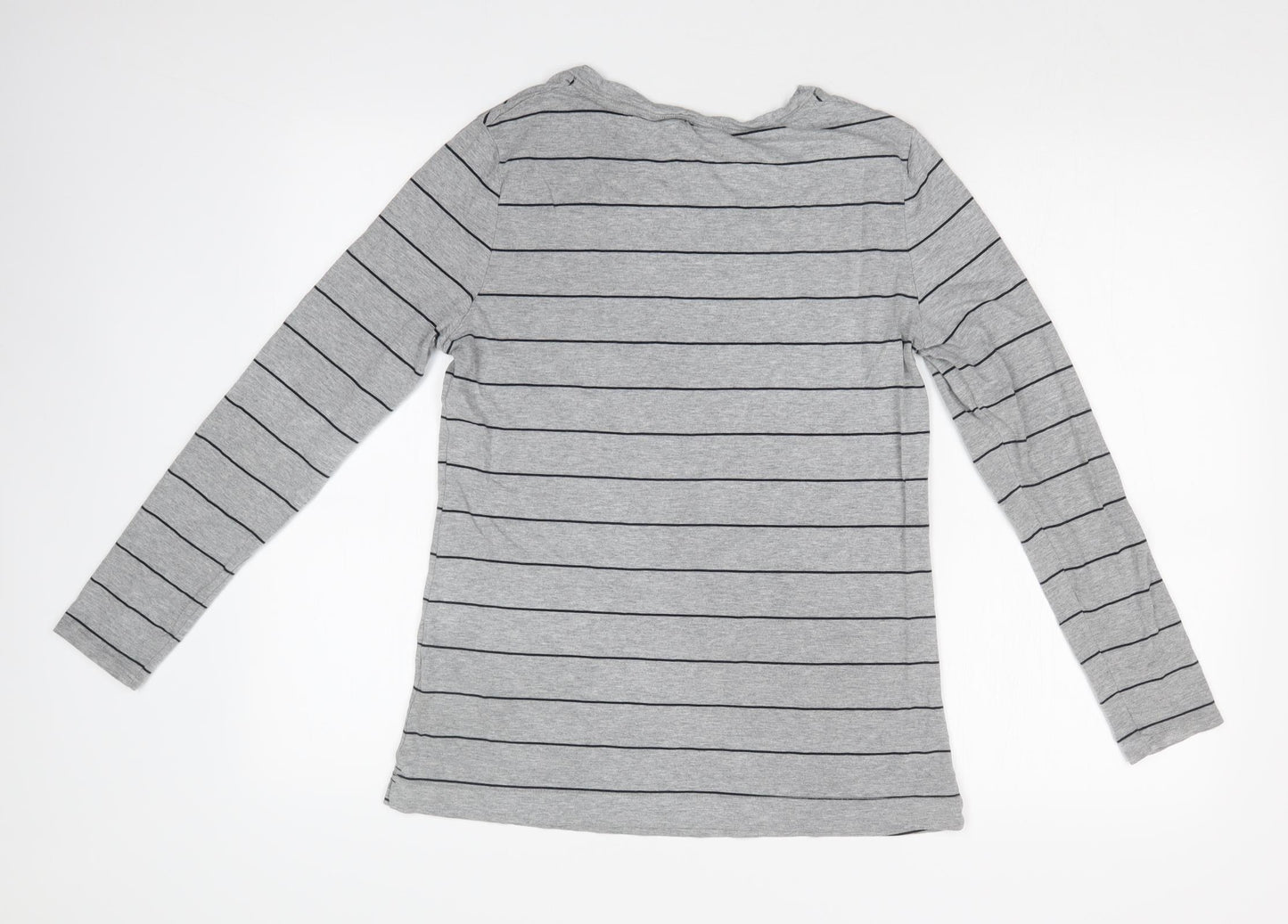 White Stuff Womens Grey Striped  Basic T-Shirt Size 12