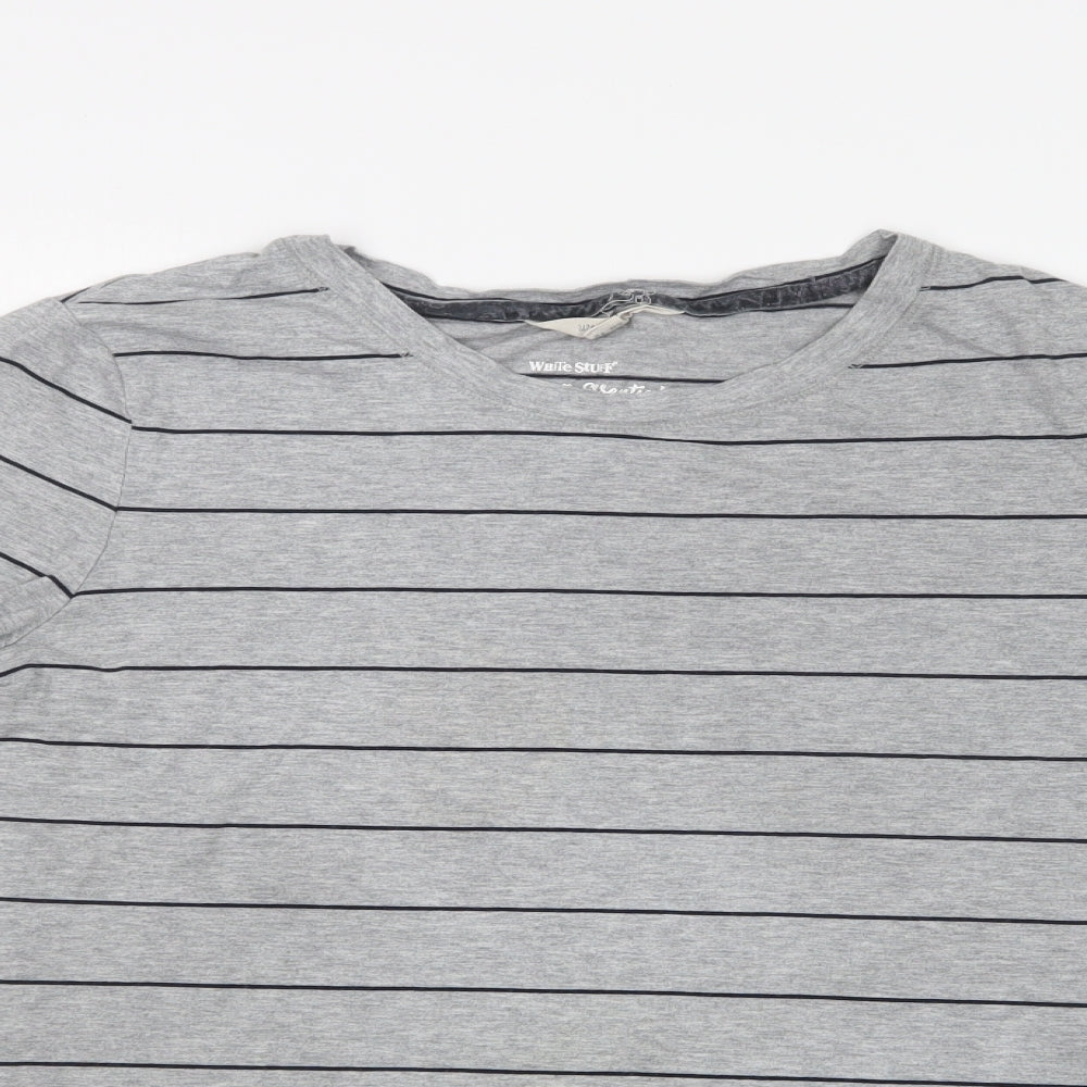 White Stuff Womens Grey Striped  Basic T-Shirt Size 12