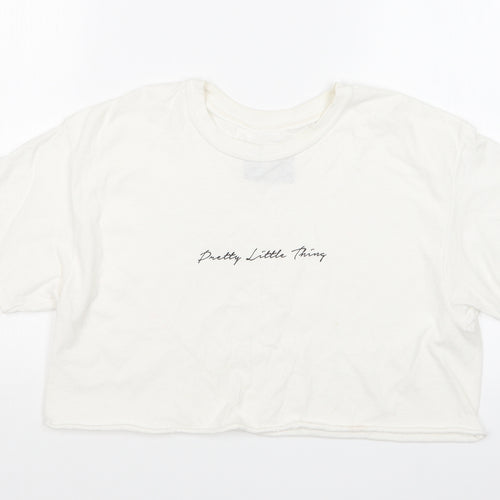 PRETTYLITTLETHING Womens White   Cropped T-Shirt Size S