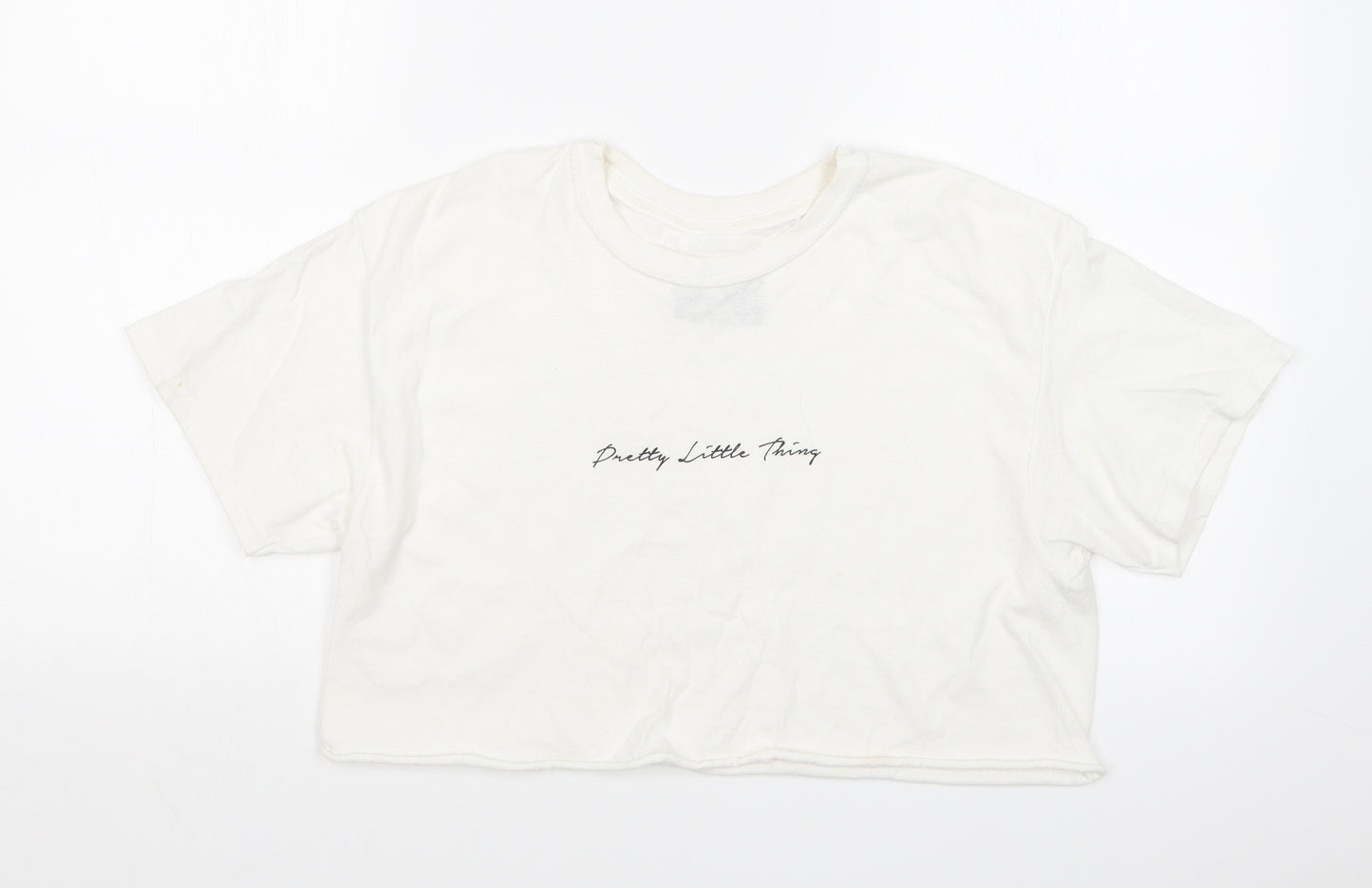 PRETTYLITTLETHING Womens White   Cropped T-Shirt Size S
