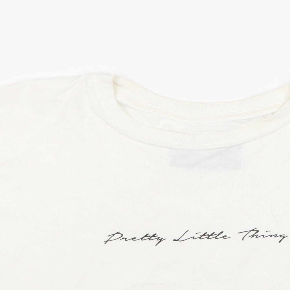 PRETTYLITTLETHING Womens White   Cropped T-Shirt Size S