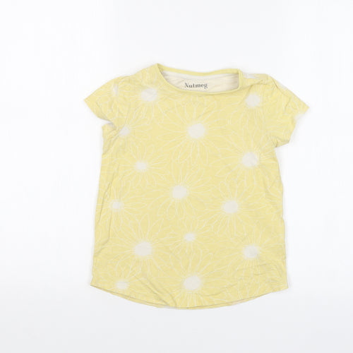 Nutmeg Girls Yellow Floral  Basic T-Shirt Size 7-8 Years